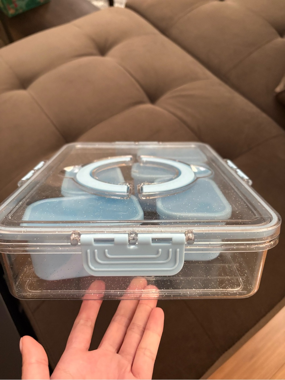 Blue Plastic Multi-Compartment Food Storage Container - Picture 2 of 3